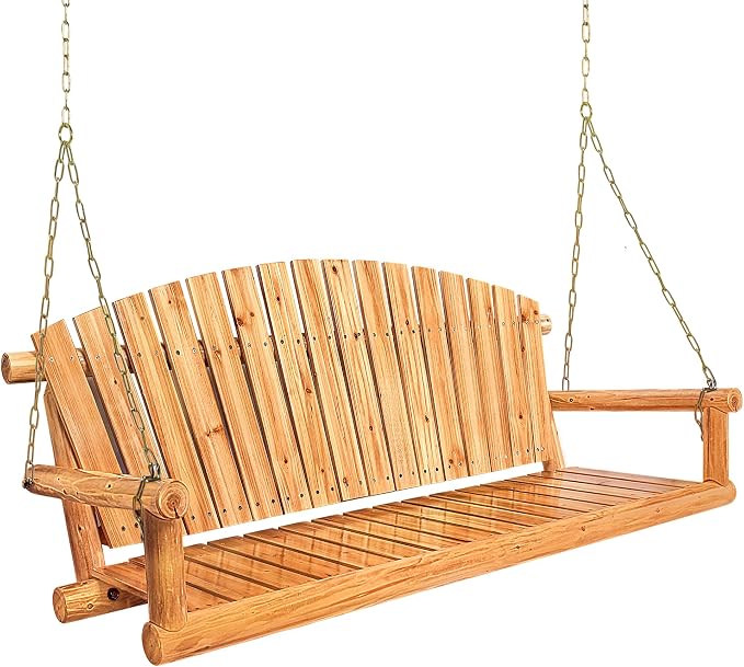 Outdoor Porch Swing Front Porch Hanging Wooden Bench Swing 3 Seat Chair by Anraja