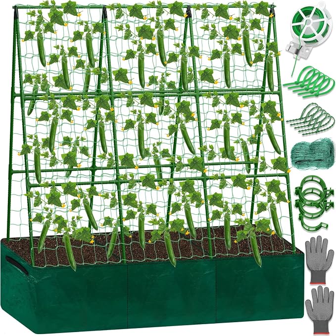 Cucumber Trellis for Garden, 50 x 54 Inches A Frame Gardening Trellis by Tidponra