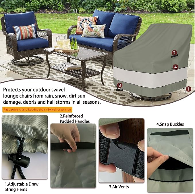 Patio Chair Covers Waterproof Patio Furniture Covers, 35W x 37D x 38 H Inches - Image 6