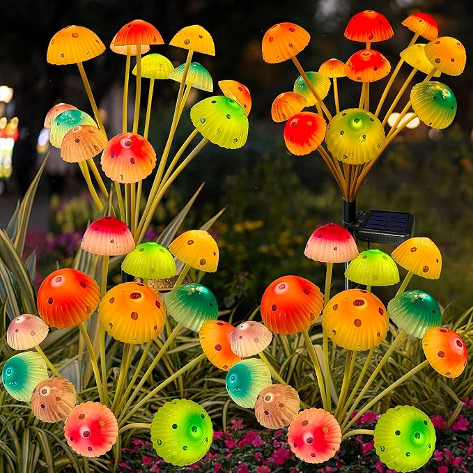 Kohlrabi Solar Garden Lights, 4 Pack Solar Mushroom Lights Outdoor, Upgraded - Image 2