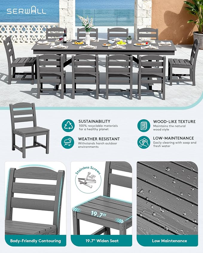 SERWALL 11 Piece Outdoor Dining Set - Image 4