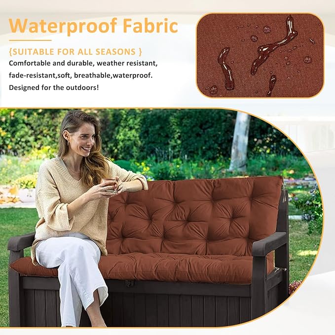 Swing Replacement Cushions for Outdoor: 2-3 Seater Waterproof Porch Bench - Image 6