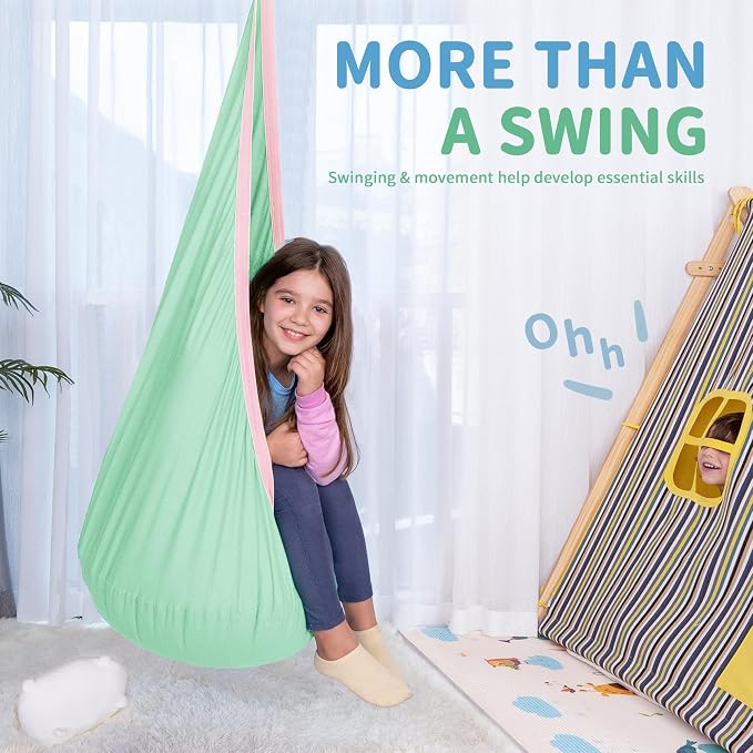 OUTREE Kids Pod Swing Seat, Cotton Child Hammock Swing Chair, Sensory Swing - Image 5
