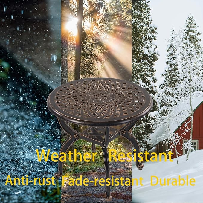 Cast Aluminum Outdoor Side Table, Small Patio Table, Outdoor Coffee Tables - Image 4