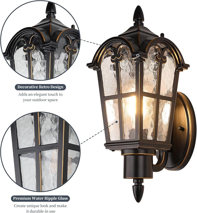 Sucolite Outdoor Wall Light Fixtures, Vintage Outside Wall Sconces - Image 3