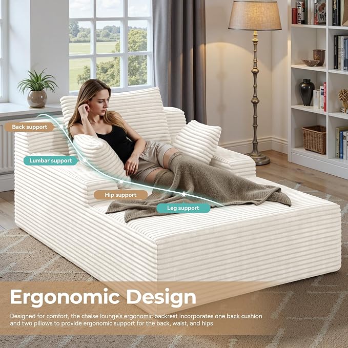 51'' Oversized Chaise Lounge Chair Indoor, Non-Assembly Deep Seat Sofa Bed - Image 3