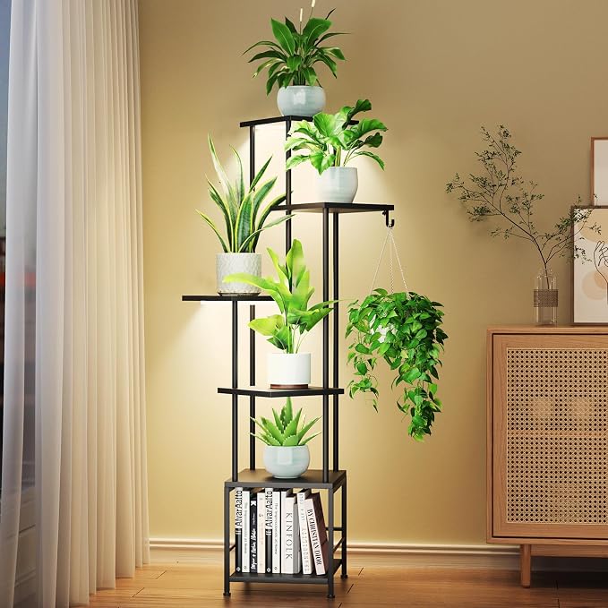 Plant Stand Indoor with Grow Light, 6-Tiered Tall Plant Stand Indoor, Metal by Homsorout