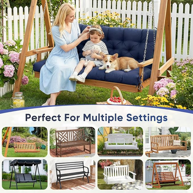 Porch Swing Cushions 60 Inch Waterproof, 2 3-Seater Replacement - Image 5