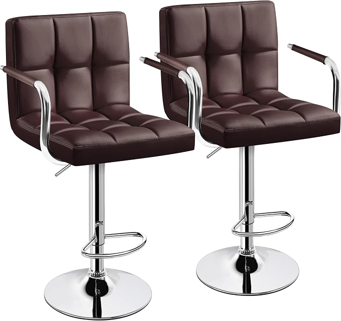 Yaheetech Bar Stools Set of 2, Adjustable PU Leather Swivel Barstools, Modern by Yaheetech