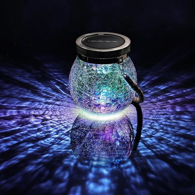 Cooo Gift for her him 2 Pack Solar Lanterns Waterproof Outdoor Iridescent Heavy - Image 3