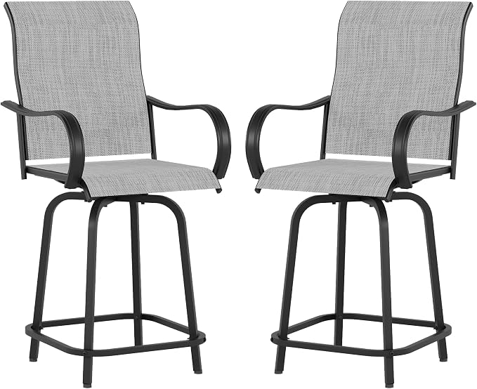 Patio Swivel Bar Stools Set of 2 by VonzoyHome