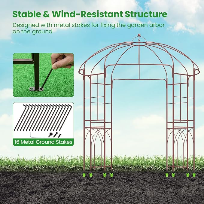 Moccha Birdcage Shape Garden Arch, 8.4’ H x 7’ W Pergola Pavilion Arch - Image 6