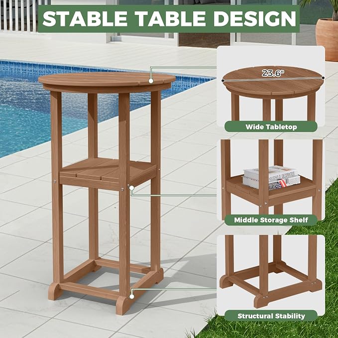 Outdoor Bistro Bar Set, Patio High Top Table and Bar Height Tall Adirondack - Image 6