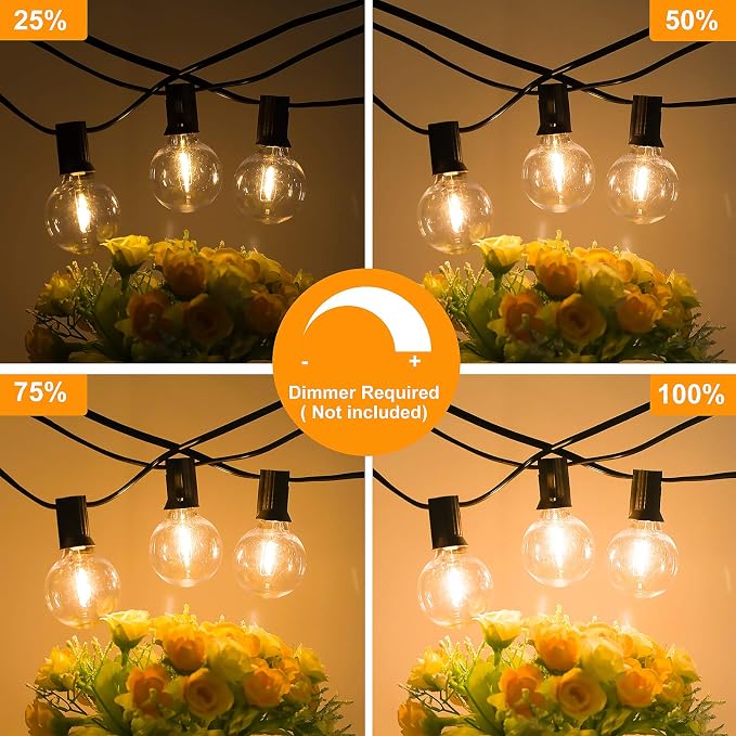 Bosceos 25FT Outdoor G40 LED Globe String Lights Dimmable Waterproof - Image 2