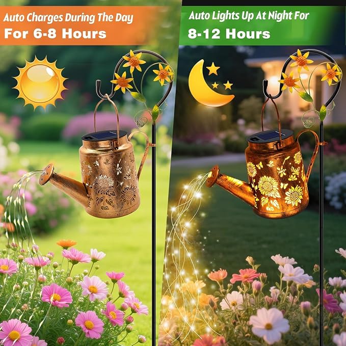 Solar Lanterns Outdoor, Sunflower Watering Can lights, Waterproof Hanging - Image 7