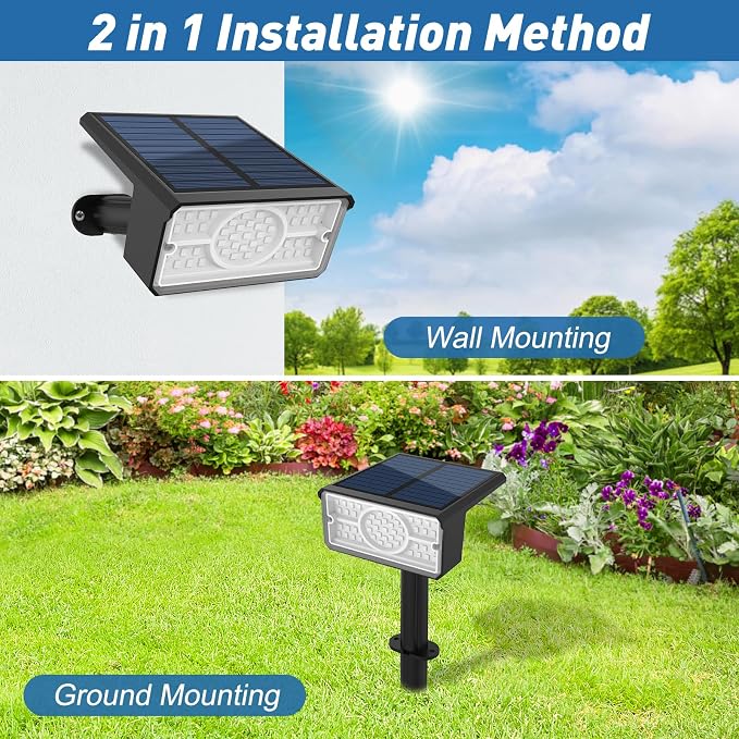 T-SUN Green Solar Spot Lights Outdoor 4 Pack, 49 LED 2 Lighting Modes, IP65 - Image 5