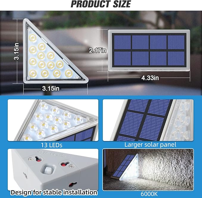 NIORSUN Solar Step Lights, 8 Pack Cool White Solar Stair Lights Outdoor - Image 6