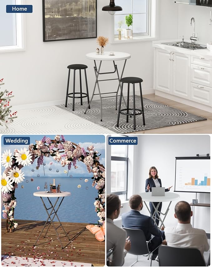 Round Folding Table, Portable Plastic Table - Image 4