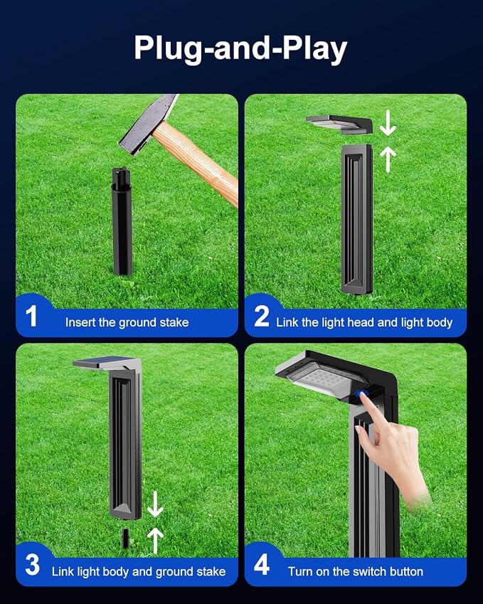 6 Pack Solar Powered Pathway Lights Outdoor Waterproof 30 LED Bright Walkway - Image 6