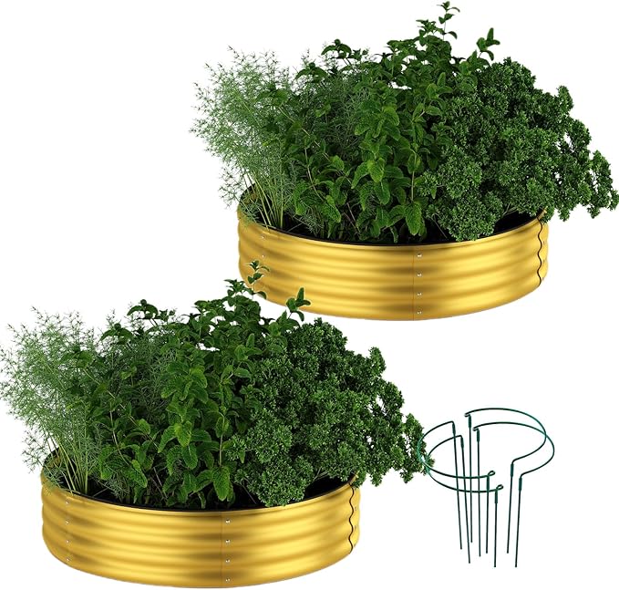 Galvanized Metal Planter Round Raised Garden Bed Kit by ZFHgarden