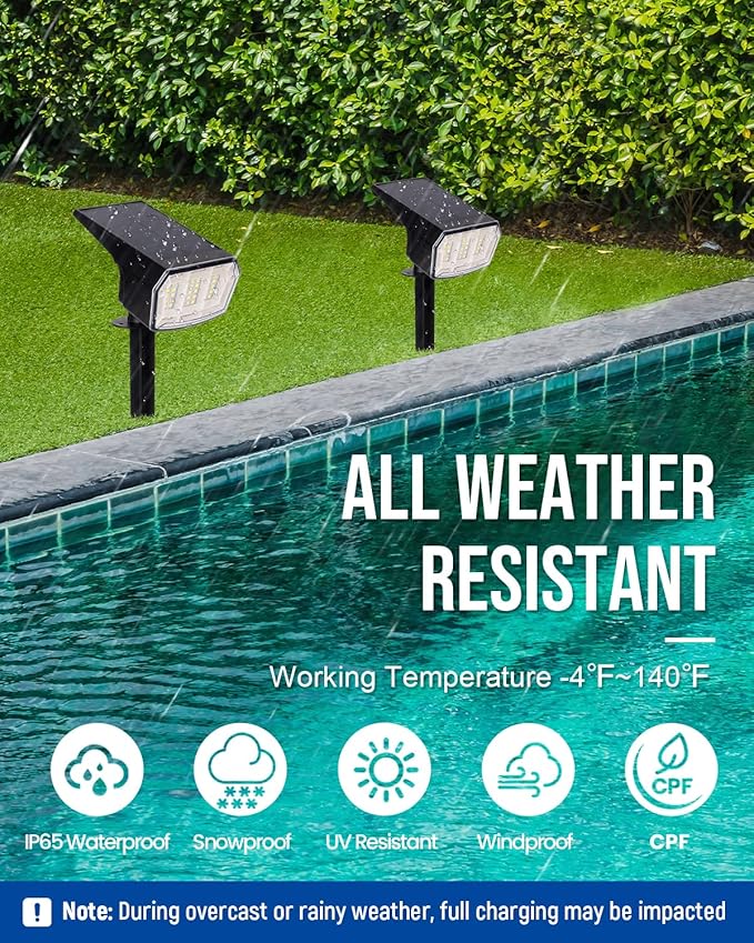 Solar Spot Lights Outdoor Waterproof 10 Pack IP65, 63 LED 3 Lighting Modes - Image 7