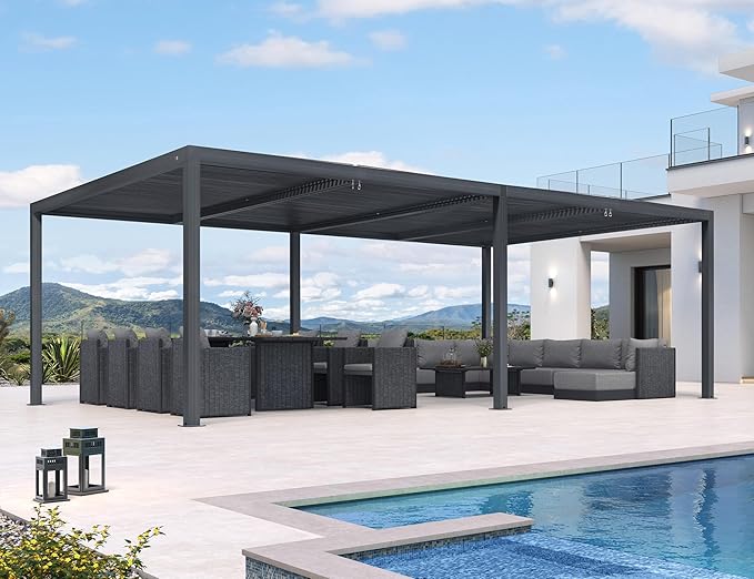 PURPLE LEAF 14' x 24' Louvered Pergola 94AS Modern Oversize Aluminum Gazebo - Image 2