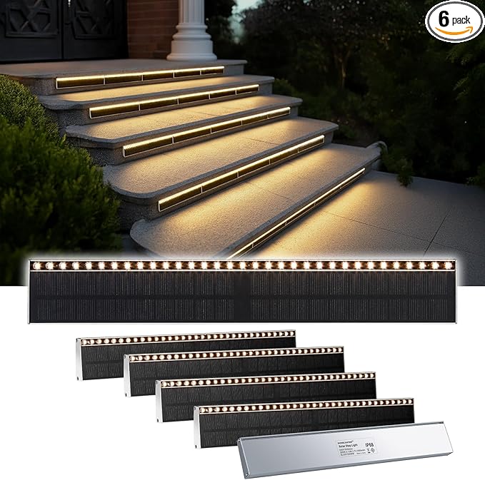 Solar Step Lights for Outside, 33 Focused-Beam High-Brightness LEDs, Waterproof by SHONELIGHTING