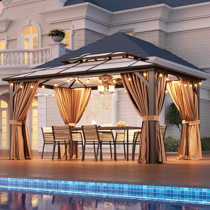 Aoxun 10'x14' Hardtop Gazebo, Outdoor Metal Gazebo - Image 2