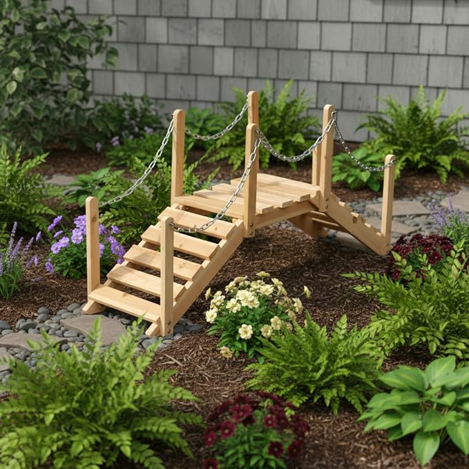 Shine Company 4963N Decorative Cedar Wood Garden Bridge - Image 2