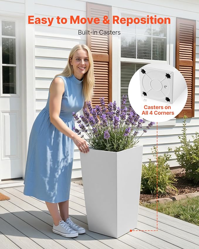 VEVOR 30 inch Tall Planters for Outdoor Plants Set of 2, Modern Large Planters - Image 4