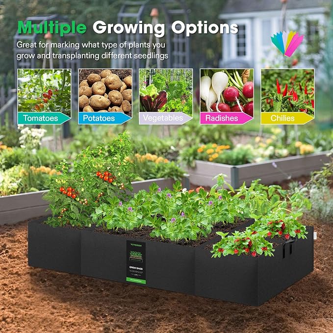 VIVOSUN 8-Grid 129 Gallon Plant Grow Bags, Large Fabric Raised Garden Bed - Image 6
