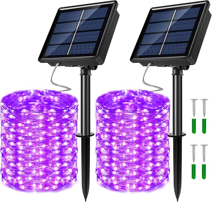 2 Pack Solar Powered Fairy String Lights Outdoor Waterproof 8 Modes Twinkle by JosMega