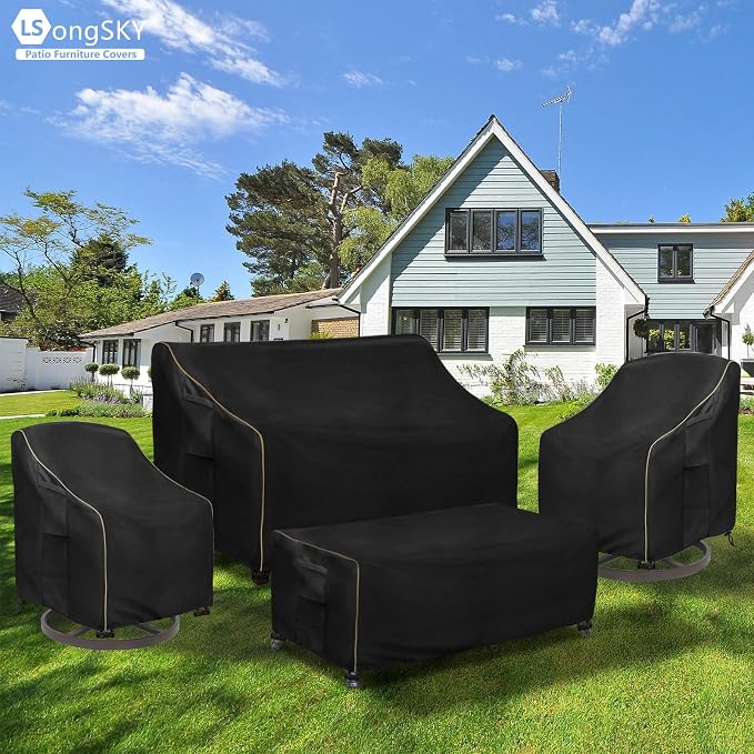 Patio Furniture Covers 4 Piece Set, 600D Heavy Duty Outdoor Furniture Covers - Image 7
