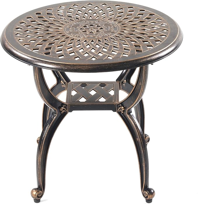 Mandolin Outdoor Patio, Rust -Resistant Cast Aluminum Side Table, Weather - Image 7