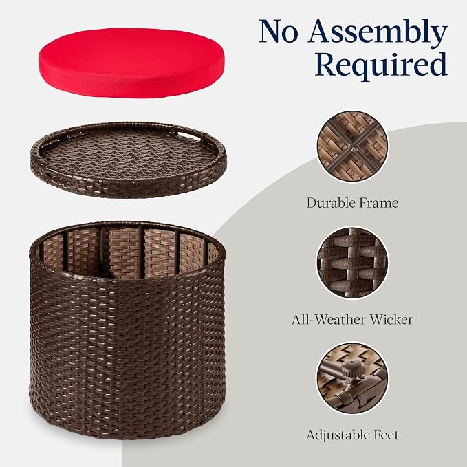 Best Choice Products Round Wicker Ottoman, Additional Seating, Side Table - Image 7