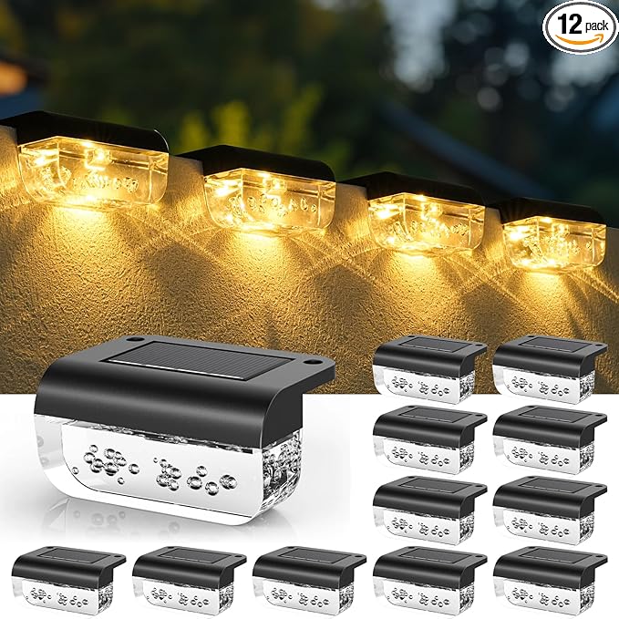 Solar Step Lights Outdoor, 12 Pack Solar Fence Lights, LED Waterproof Deck by Herzila