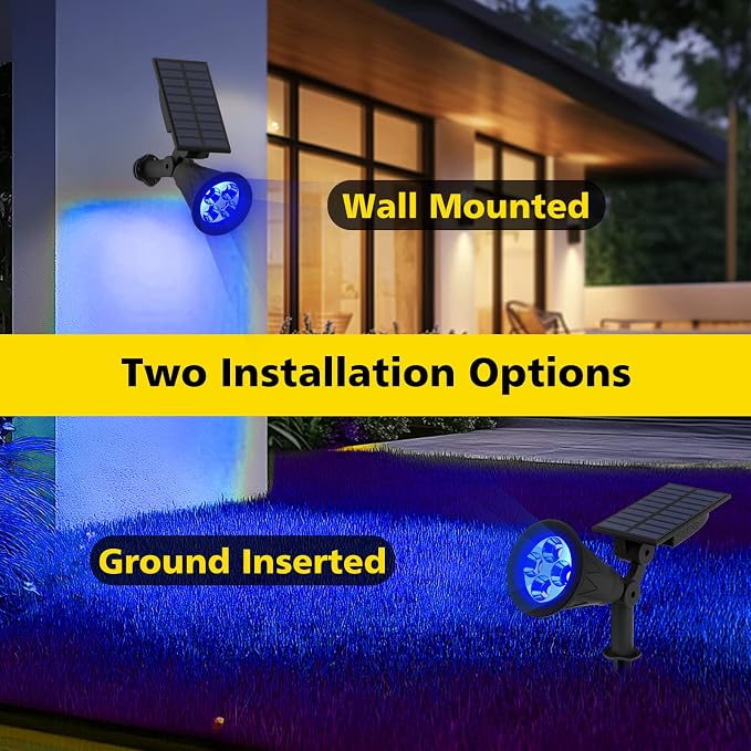T-SUN Blue Solar Spotlights, Solar Lights Outdoor Waterproof, Auto ON/Off - Image 6