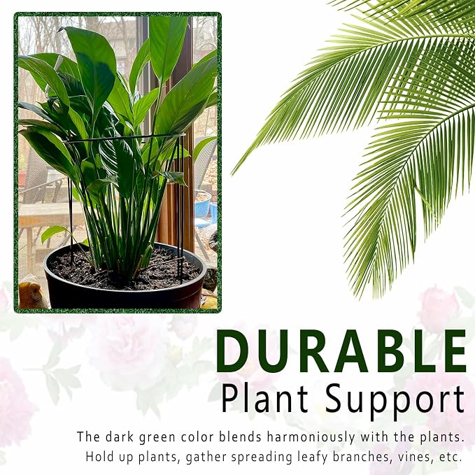 6 Pack Plant Support Stakes, 15.8" Half Round Metal Garden Plant Supports - Image 4