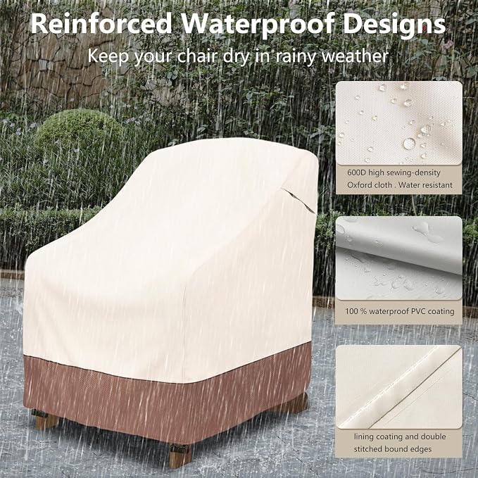 okcool Patio Adirondack Chair Cover 2 Pack, Waterproof Heavy Duty Outdoor Chair - Image 6