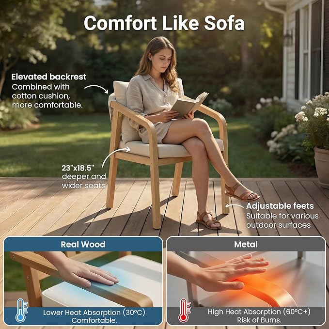 Wisteria Lane Acacia Patio Dining Chairs Set of 2, Outdoor Wood Chairs - Image 3