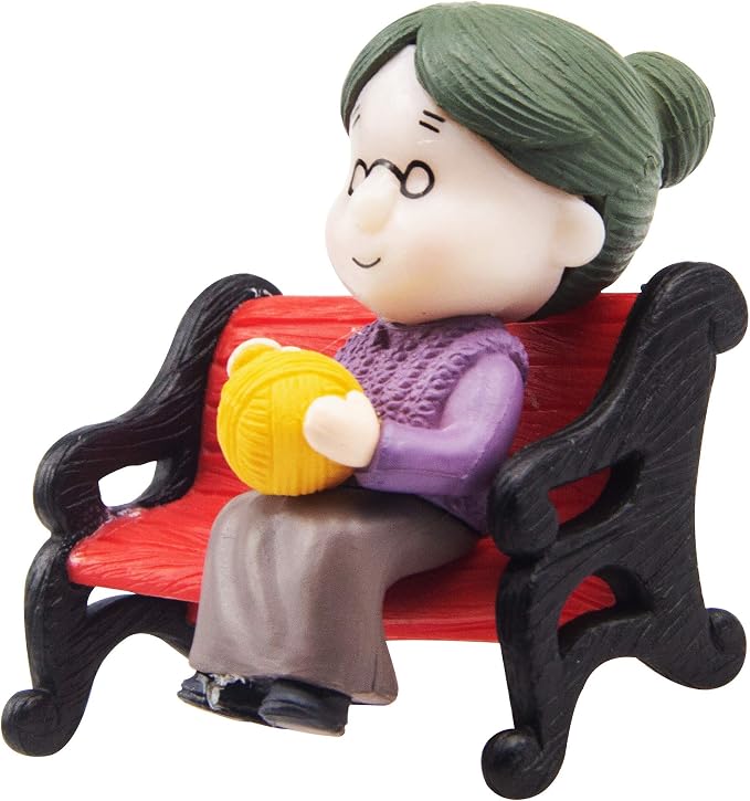 Mini Park Bench Grandpa Grandma Model Ornament Accessories - Image 3