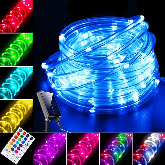 LitHome 50 FT Solar Rope Lights Outdoor Waterproof, 18 Colors Changing 150 LED by LitHome