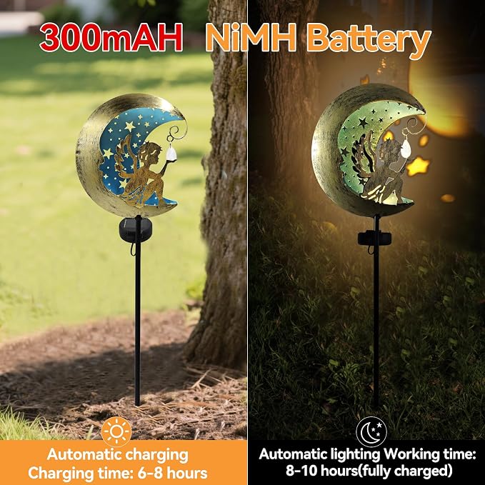 Solar Angel Moon Garden Stake Light – Outdoor Metal Yard Decoration - Image 6