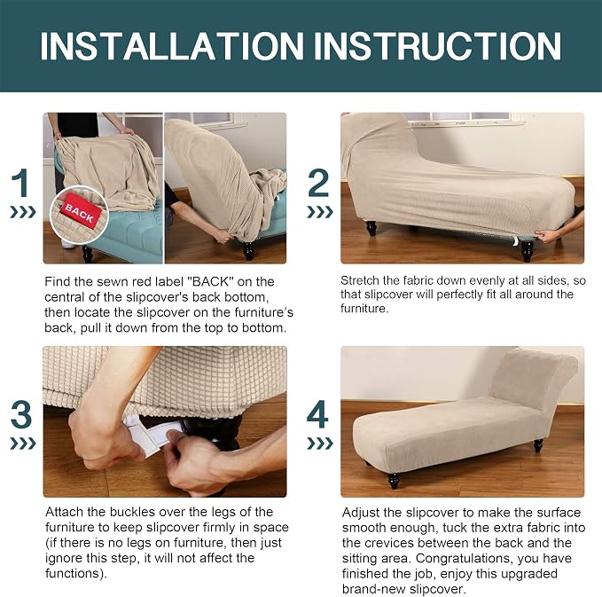 FantasDecor Chaise Lounge Cover Stretch Armless Chair Slipcover - Image 7