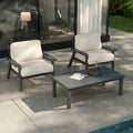 Patio Furniture Set with Washable Thick Beige Cushions, HDPE Outdoor Couch by PatioKingdom