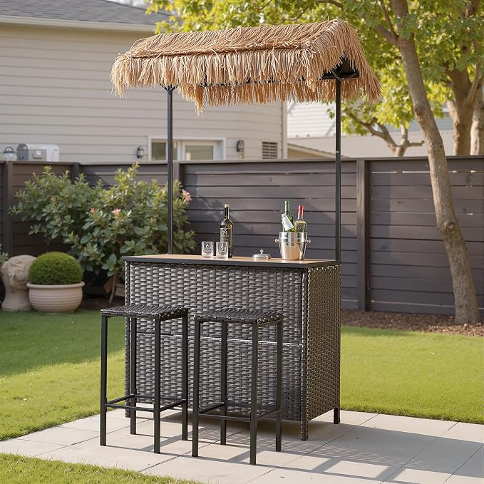 Outdoor Tiki Bar Set by NatureComfyOutdoorFurniture