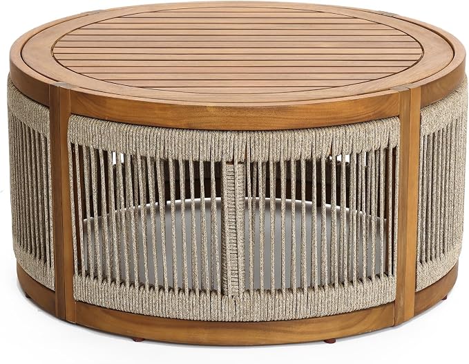 LuxenHome Outdoor Coffee Table, Modern Farmhouse Garden Coffee Table, Outdoor - Image 9