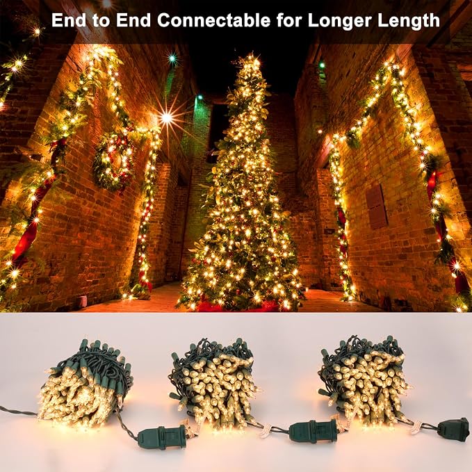BrizLabs Clear Christmas Lights Outdoor 300 Count 69.6ft Incandescent Christmas - Image 2
