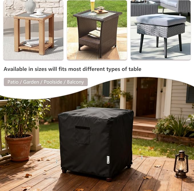 Patio Ottoman Cover, 32W x 32D x 18H inch, Waterproof Square Patio Small Side - Image 4