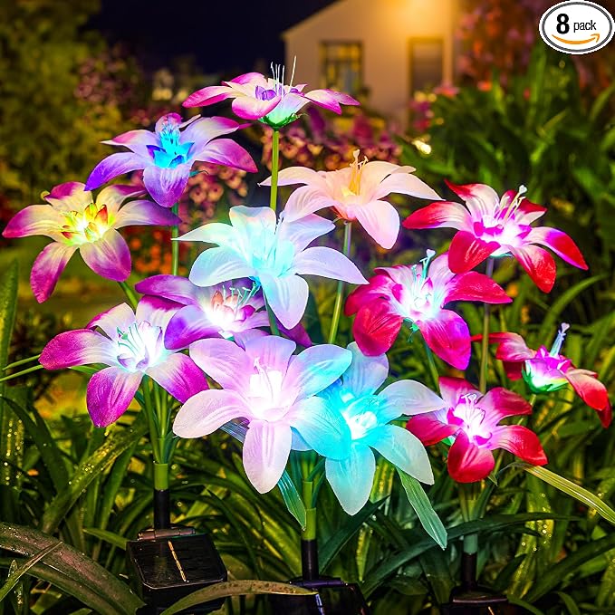 WdtPro Solar Lights Outdoor Waterproof Clearance, 8 Pack RGB Solar Garden Lights by WdtPro